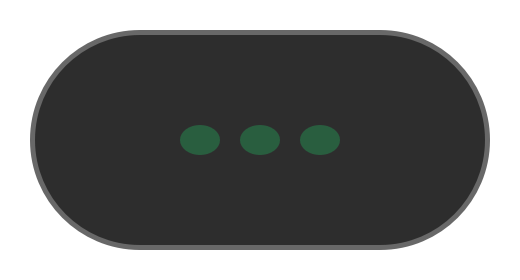 LocalScribe pill in idle state, three quiet grey dots inside a dark pill.